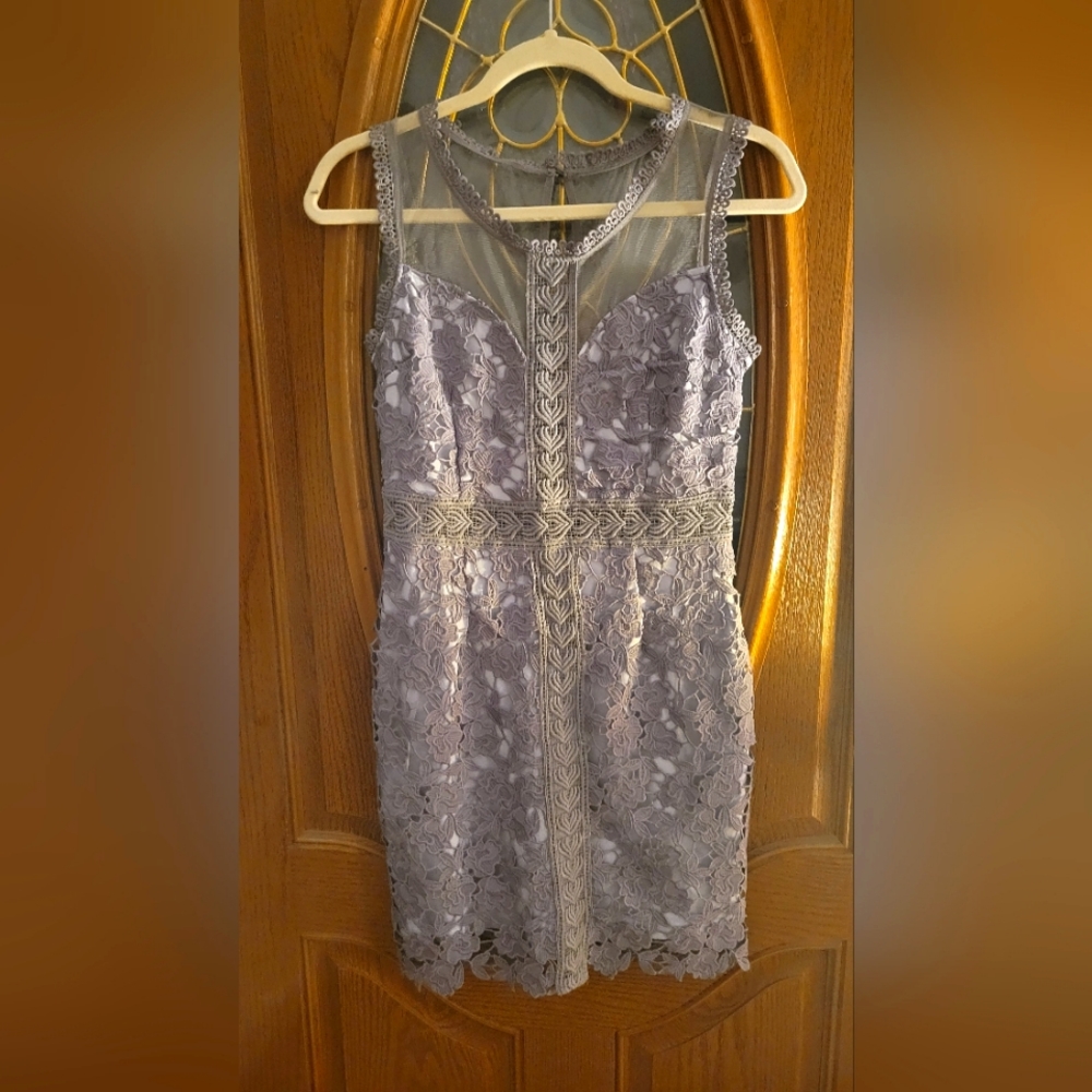 NWOT Soièblu White/Gray crochet mini dress